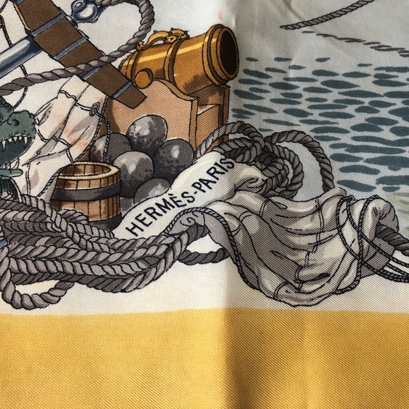 Vintage Hermes Scarf - L’Ocean Vaisseau de 118 Canons - Picture 3 of 8